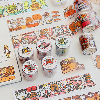 5pcs/lot cat food series lovely cute fresh decorative white ink PET tape