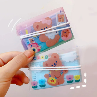 5Pcs/Lot Cute Korea Beras Portable PVC Mask Clips Disposable Face Mask Storage Case Container Foldable Recycling Mask Holder