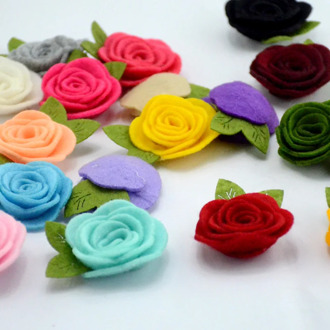 5pcs/lot Felt Leaf Flowers for Diy Baby Girls Headband Hair Clips Cute Rose Flower for Children Kids Headwear Head Accessories