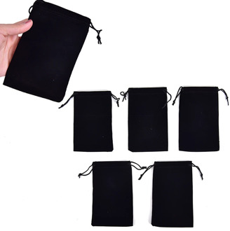 5pcs/lot Jewelry Bags Gift Packaging Bag Black Drawstring Velvet Bags & Pouches Wholesale 15cm X 9.5cm