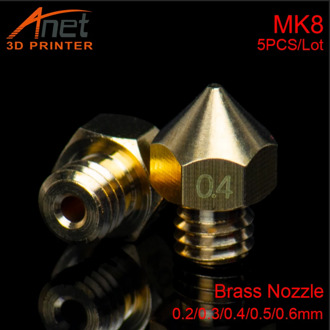 5pcs/lots 3D Printer Parts MK8 Nozzle Makebot 0.2/0.3/0.4/0.5/0.6mm Size Optional For 3D Printer Hotend Extruder 1.75mm Filament