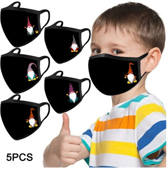 5pcs masks for kids Merry Christmas Facemask for Children Mask Breathable Printed Valves Haze Pollution Protection Filter