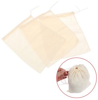 5Pcs Mesh Bag Bolsa De Tela Katoen Linnen Herbruikbare Voedsel Filter Mesh Zak Moer Melk Bean Mousseline Vis Soep kok Kokend