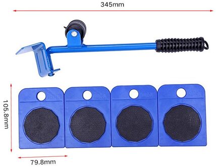 5Pcs Meubels Lifter Sliders Kit Beroep Zware Meubels Roller Bewegen Tool Set Wiel Bar Mover Apparaat Max Up Voor 100Kg/220Lbs zwart