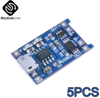 5Pcs Micro USB 5V 1A 18650 TP4056 Lithium Battery Charger Module Charging Board With Dual Functions Automatic Protection