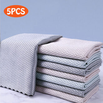 5Pcs Microfiber Vis Schaal Veeg Doek Thuis Reinigingsdoekjes Glas Schoon Veeg Tafel Keuken Handdoek 30CM x 40CM