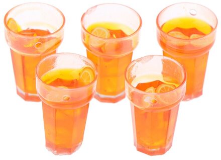 5Pcs Mini 1:12 Dollhouse Miniatuur Voedsel Citroen Thee Kopjes Poppenhuis Drankjes Model Speelgoed