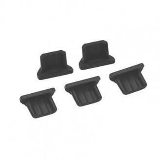 5Pcs Mini Anti-stof Silicone Micro-Usb Telefoon Oplader Stof Plug zwart