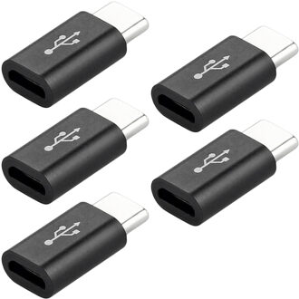 5Pcs Mini Draagbare Usb Type C Conveter Otg Type-C Naar Usb Interface Datalijn Opladen Converter Adapter type-C Converter TXTB1 zwart 5stk