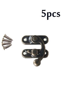 5Pcs Mini Lederen Tas Hardware Meubels Hasp Met Schroeven Gespen Lock Hangslot Decoratieve Klink bronzen