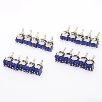 5Pcs Miniature Toggle Switch Single Pole Double Throw ON-OFF-ON /ON-ON 120VAC 6A 1/4 Inch Mounting MTS-102 103 202 203