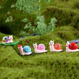5pcs Miniaturen Kleine Ambachten Leuke Resin Mos Micro Landschap Slakken Ornamenten voor Thuis Mini Huis Fairy Garden Decoratie