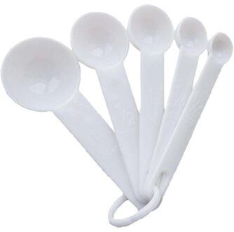 5Pcs Multi Purpose Lepels Meten Gereedschap Pp Bakken Accessoires Plastic Handvat Keuken Gadgets Bakken Meel Maatlepels wit