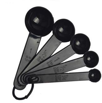 5Pcs Multi Purpose Lepels Meten Gereedschap Pp Bakken Accessoires Plastic Handvat Keuken Gadgets Bakken Meel Maatlepels zwart