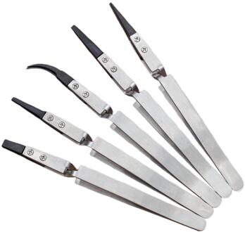 5Pcs Multifunctionele Keramische Pincet Nuttig Wees Elektronische Pincet Zilver