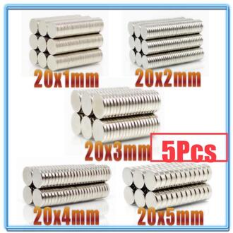 5Pcs N35 Ronde Magneet 20X1 20X2 20X3 20X4 20X5mm Neodymium Magneet Permanente Ndfeb Super Sterke Krachtige Magneten 20*1 20*2 20*5 20x3(5stk)