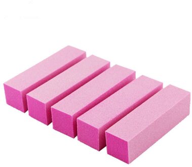5Pcs Nail Art Schuren Spons Nagels Bestand Buffer Blok Vingernagel Slijpen Polijsten Tool Manicure Pedicure Thuis Diy Nagelvijlen 5stk roze