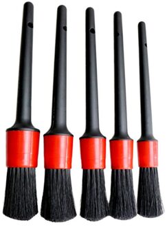 5Pcs Natuurlijke Zwijnen Haar Detail Borstel Car Cleaning Detailing Set Automotive Detaillering Voor Car Cleaning Vuil Stof Clean Borstel