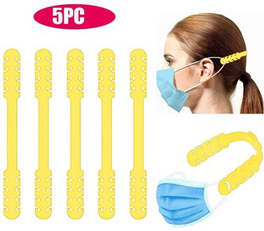5Pcs Oor Protector Extender Maskers Uitbreiding Strap Bescherm Uw Oren Van Aanscherping Kan Worden Aangepast Aan Uw Hoofd size geel