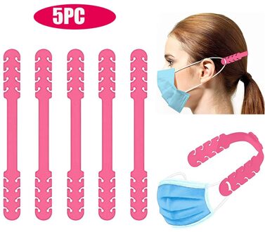 5Pcs Oor Protector Extender Maskers Uitbreiding Strap Bescherm Uw Oren Van Aanscherping Kan Worden Aangepast Aan Uw Hoofd size Roze