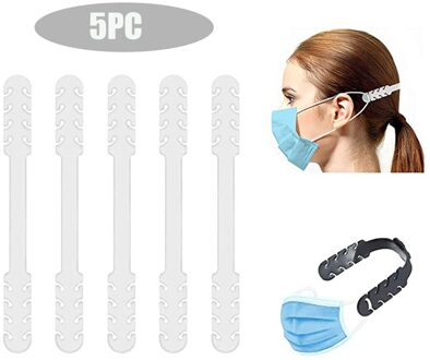 5Pcs Oor Protector Extender Maskers Uitbreiding Strap Bescherm Uw Oren Van Aanscherping Kan Worden Aangepast Aan Uw Hoofd size wit