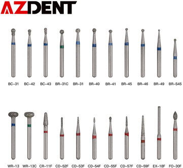 5pcs/pack 1.6mm Dental Diamond Burs Set Drills High Speed Handpiece Polishing Smoothing Diamond Burs kit BR-31 BR-31C