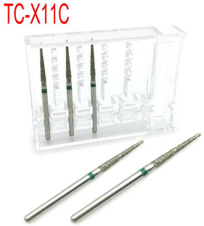 5pcs/pack Dental Diamond Burs Set High Speed Handpiece Polishing Smoothing Diamond Burs kit Dentistry Materials TC-X11C