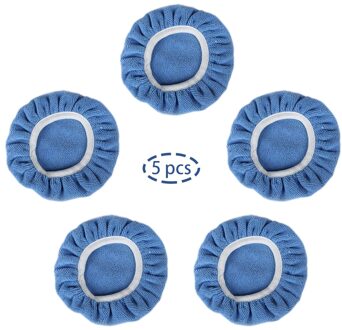 5Pcs Paint Care Waxen Ronde Gereedschap Schoonmaken Vervanging Pad Buffer Cover Accessoires Auto Polijstmachine Bonnet Microfiber Universele