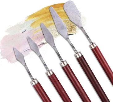 5pcs Painting Knife Wooden Handle Stainless Steel Spatula Kit Palette Knife for Oil Painting Knife Fine Professional Art Tools