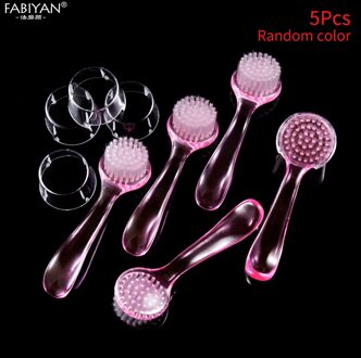 5Pcs Plastic Handvat Dust Clean Cleaning Wasborstel Care Salon Diy Nail Art Manicure Pedicure Tool Professionele