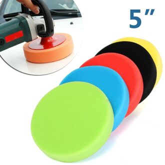 5Pcs Polijsten Gereedschap Accessoires Disc Ronde Platte Auto Foam Buffing Spons Set 5 Inch Glas Detailing Praktische