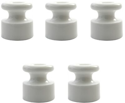 5Pcs Porseleinen Isolator Voor Twisted Draad Vaststelling, Keramische Isolator Voor Elektrische Stof Kabel Ogernizer wit
