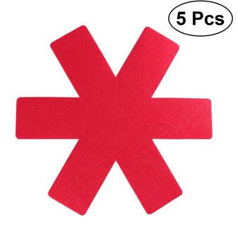 5pcs Pot & Pan Protectors Grijs Print Premium Divider Pads Voorkomen Krassen Aparte en Beschermen Oppervlakken voor Kookgerei helder rood