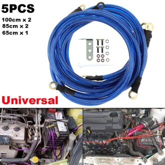 5Pcs Professionele Blauw Universele 5-Punt Auto High Performance Batterij Grond Aarding Aarde Cable Verbeteren Power Systeem kit