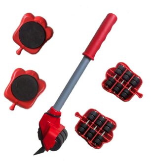 5Pcs Professionele Meubels Mover Tool Set Zware Voeders Vervoer Lifter Wielen Mover Roller Met Wiel Bar Moving Hand Apparaat