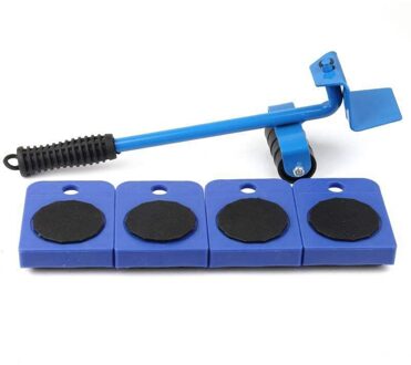 5Pcs Professionele Meubels Vervoer Lifter Tool Set Zware Voeders Moving Handgereedschap Set Wiel Bar Mover Apparaat blauw