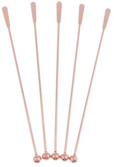5Pcs Roestvrij Staal Roerder Drank Roerstaafjes Roer Cocktail Roerstokje-Rose Goud-Rechte Bar,19Cm