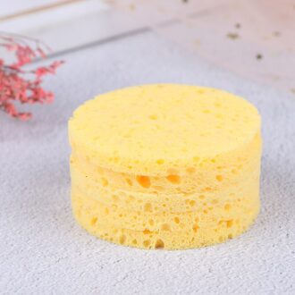 5Pcs Ronde Zachte Cosmetische Puff Make-Up Pads Schoonheid Natuurlijke Houtvezel Gezicht Wassen Reiniging Spons Cosmetische Puff Pads 4 kleuren geel