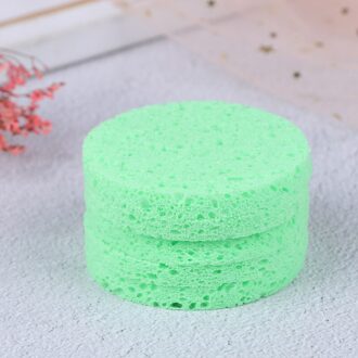 5Pcs Ronde Zachte Cosmetische Puff Make-Up Pads Schoonheid Natuurlijke Houtvezel Gezicht Wassen Reiniging Spons Cosmetische Puff Pads 4 kleuren groen