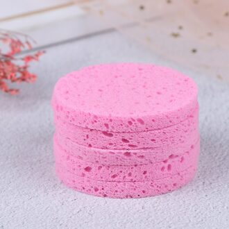 5Pcs Ronde Zachte Cosmetische Puff Make-Up Pads Schoonheid Natuurlijke Houtvezel Gezicht Wassen Reiniging Spons Cosmetische Puff Pads 4 kleuren Roze