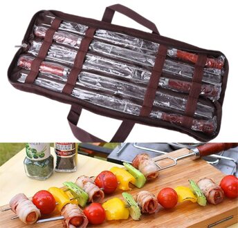 5Pcs Roosteren Vorken Met Zak Camping Dog Spiesjes Bbq Vorken Barbecue Tool 652A