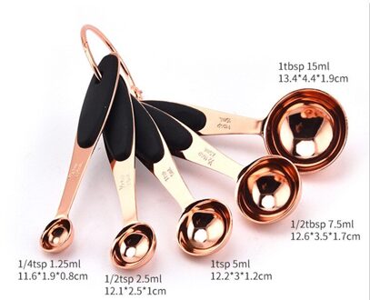 5Pcs Rose Gold Rvs Maatlepel Vijf Stuk Set Diy Cake Maatlepel Set Bakken Tools