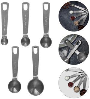 5Pcs Rvs Maatbekers Lepels Set Keuken Stapelbaar Maatlepel