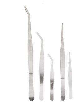 5Pcs Rvs Pincet Anti Statische Bonsai Tuinieren Tool Kit
