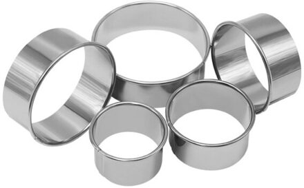 5Pcs Rvs Ronde Cutter Cookie Mallen Biscuit Cutter Cirkel Diy Mousse Cake Dessert Patisserie Decorating Tool