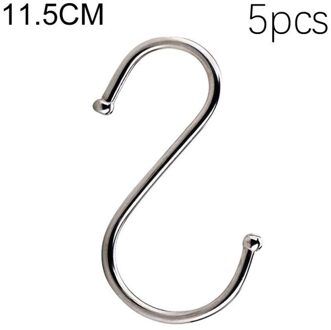 5Pcs S-Vormige Haken Kleding Diversen Organizer Rails Opslag-Houders Badkamer Keuken Roestvrij Staal Black Praktische meerdere 11.5cm