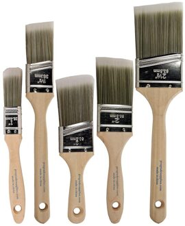 5Pcs Schuine Mond Borstels Voor Meubels Schilderen Borstel Set Voor Verf Vlekken Vernissen Acryl En Olie Borstels Penselen