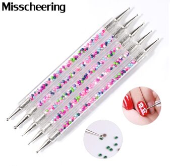 5Pcs Set Caviar Nail Art Pen Puntjes Acryl 2 Manier UV Gel Schilderij Tekening Borstel Salon Decoraties Manicure Gereedschap kit