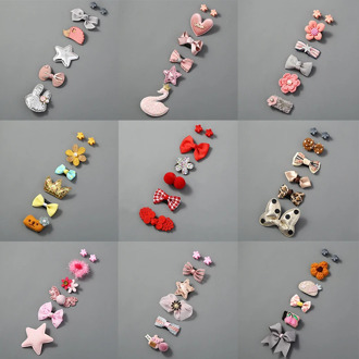 5Pcs/Set Cute Baby Hair Clips Glitter Crown Strip Bow Barrettes Baby Fabric Princess Hairpins Newborn Infant Hair Accessories