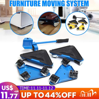 5pcs/set Furniture Transport Roller Set Furniture Moving System With Lifter Tool Furniture Lifter Sliders Bar Heavy Tool Set